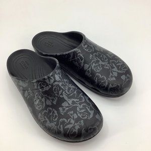 Crocs Women's  Black Sloan Floral Slip On Clog Size 11 Flawed